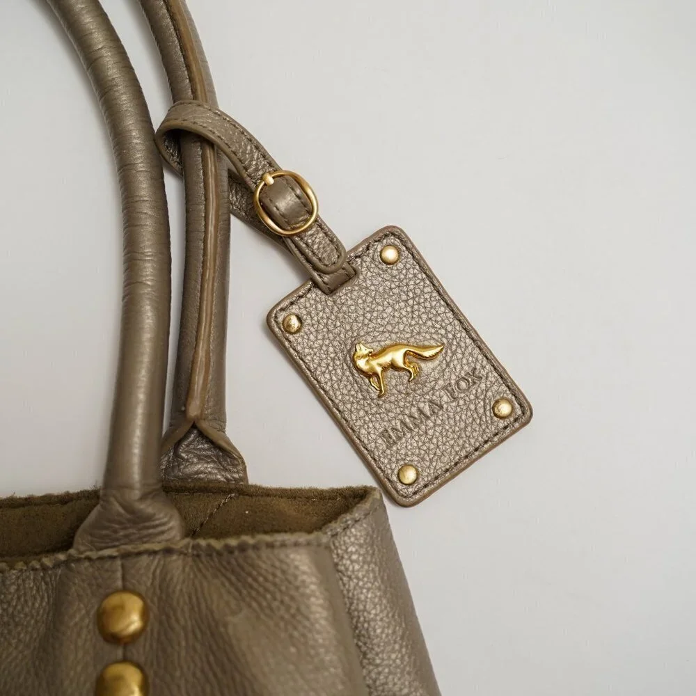 Emma Fox Metallic Hobo Bag With Gold Tone Studs